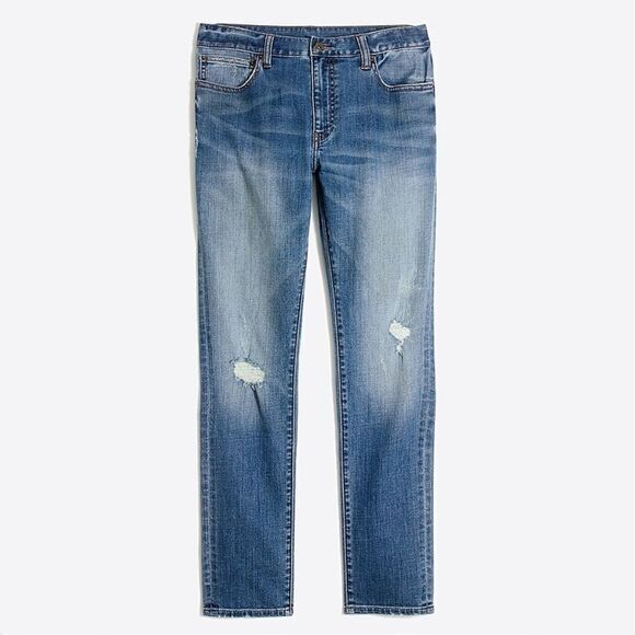 𝅺J. Crew Mens Mercantile Flex Slim Destroyed Jeans - Picture 1 of 7